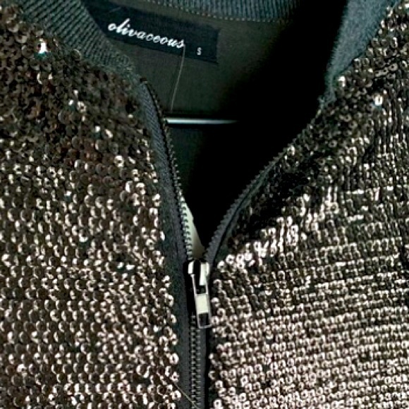 Olivaceous Silver Sequinned Zip Front Jacket - Picture 3 of 15
